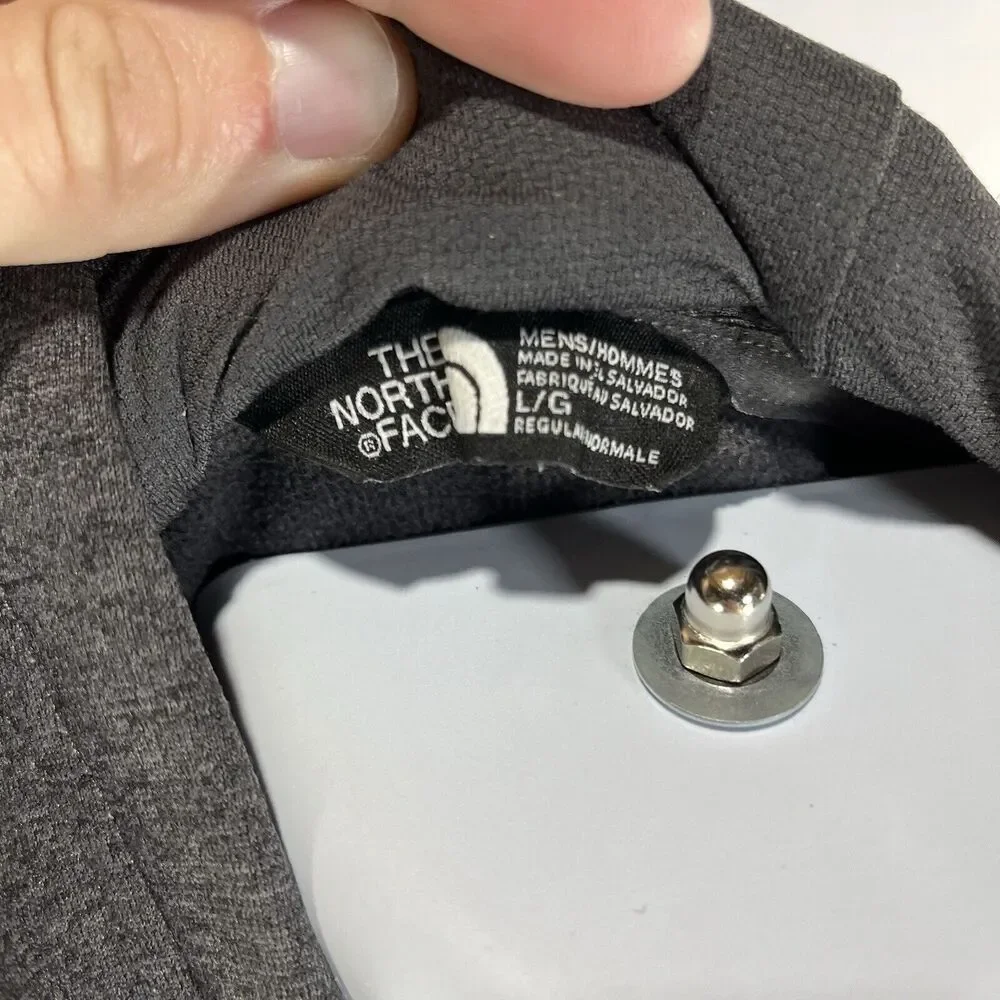 THE NORTH FACE HOODIE MENS LARGE DRAWSTRING HOODED SWEATSHIRT GRAY BLUE PULLOVER